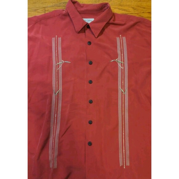 Cezani Paradise Collection Mens Red Camp Shirt Rockabilly Embroidered SZ XXL EUC - Picture 2 of 7